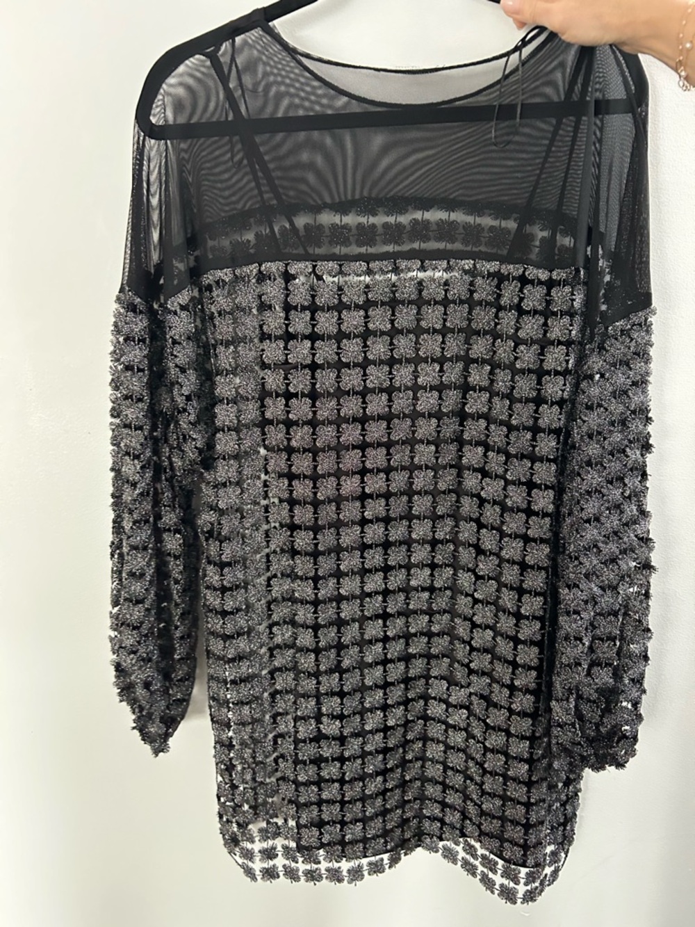 Zara Black Sheer and silver lace dress